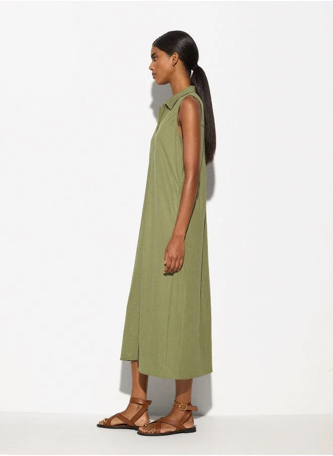 PARFOIS Sleeveless Button-Up Dress