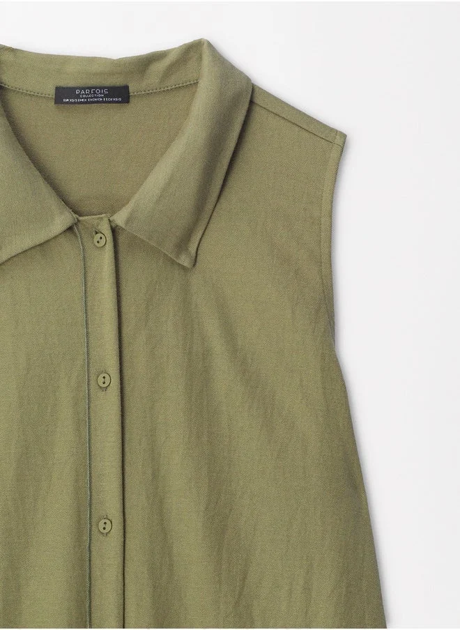 PARFOIS Sleeveless Button-Up Dress