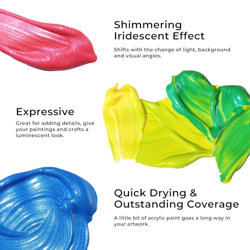 ARTME Iridescent Acrylic Paint Set, 20 Chameleon Colors in 2 oz/60ml Bottles, Color-shifting Acrylic Paint Perfect for Artists, Beginners on Canvas, Rocks, Wood, Fabric, Ceramic - Image 4
