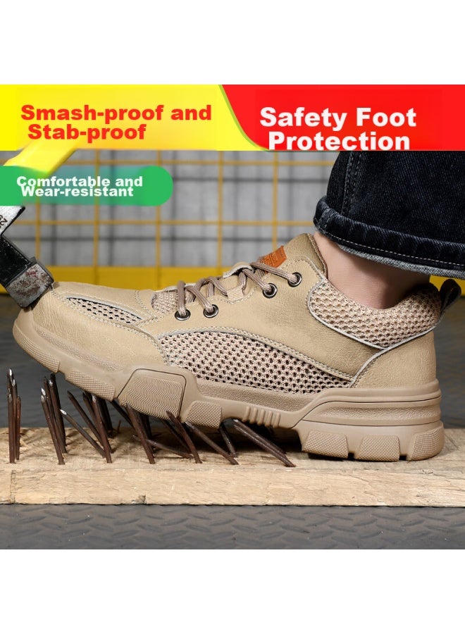 Fumer أحذية أمان للرجال، صيفية قابلة للتنفس مع كعب فولاذي، مقاومة للسحق، مقاومة للثقب، مريحة، أحذية عمل آمنة وعملية 1115T مقاس 43 - Image 4