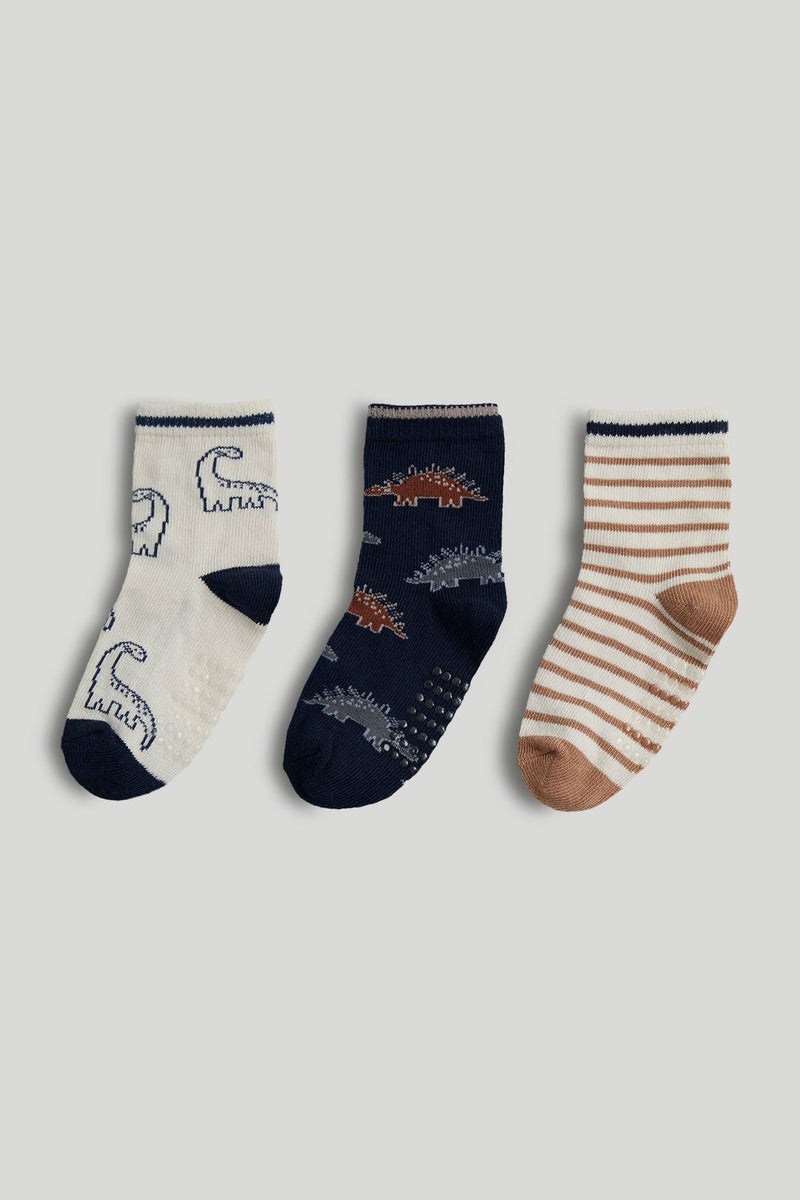 mothercare 3 Pack Dinosaur Slip-Resist Socks - Image 1