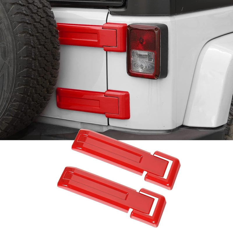 SQQP Tailgate Hinge Cover Trim for 2007-2018 Jeep Wrangler JK & Unlimited - Red (2 Pcs) - Image 1