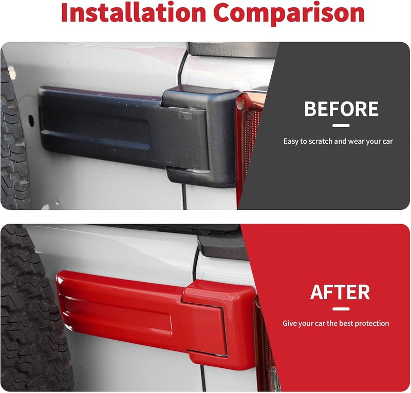 SQQP Tailgate Hinge Cover Trim for 2007-2018 Jeep Wrangler JK & Unlimited - Red (2 Pcs) - Image 2