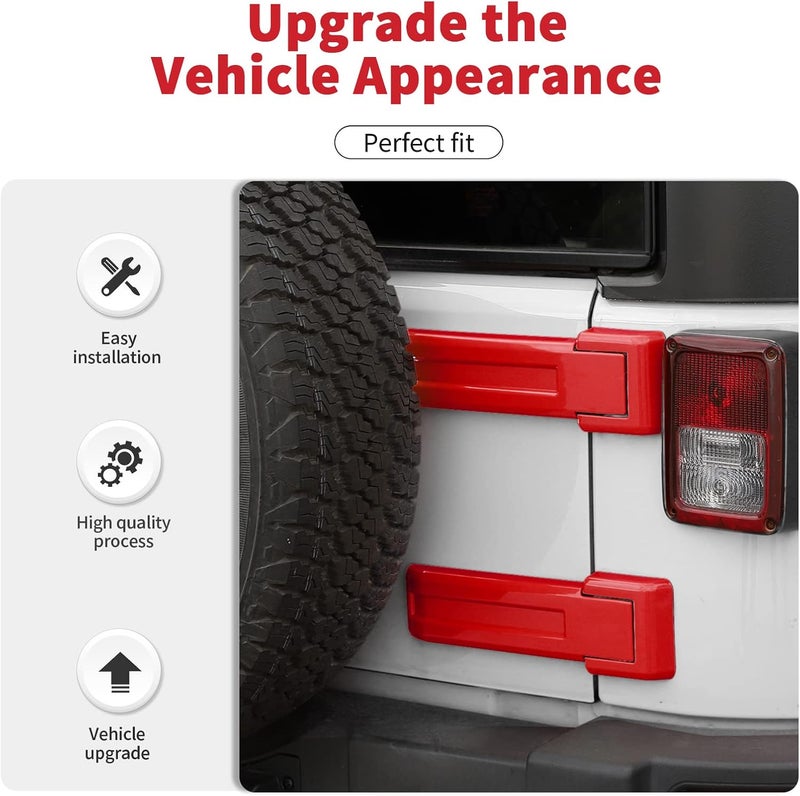 SQQP Tailgate Hinge Cover Trim for 2007-2018 Jeep Wrangler JK & Unlimited - Red (2 Pcs) - Image 3