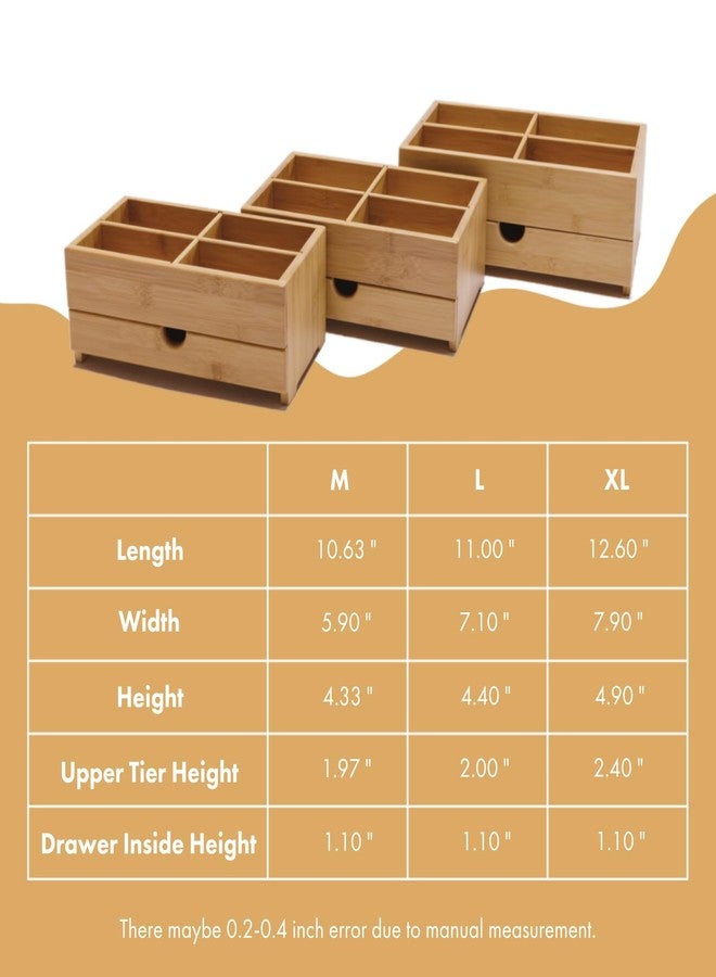 GOBAM Bamboo Makeup Organizers and Storage with Drawer - Wooden Cosmetic Organizer Countertop for Bathroom, Bedroom, Closet, Kitchen, Vanity & Dresser - Make up Vanity Station - Image 3