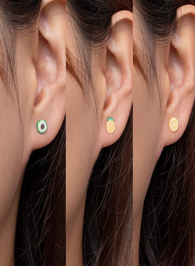 KMEOSCH Plastic Earrings, KMEOSCH Plastic Stud Earrings - 6 Pairs of Fun Summer Vibes Earrings for Sensitive Ears (Lemon, Kiwi, Watermelon, Pineapple, Lime and Avocado) - Image 2