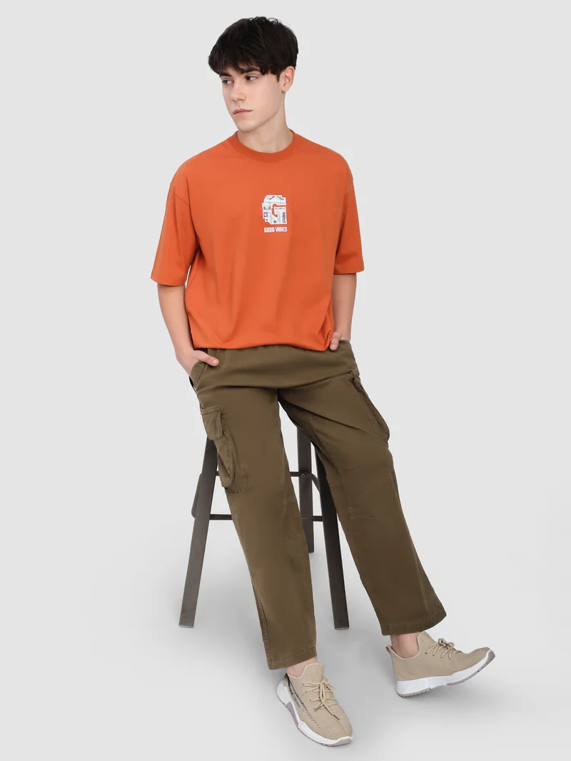 Beyoung Brown Multi Pocketed Utility Cargo Pants