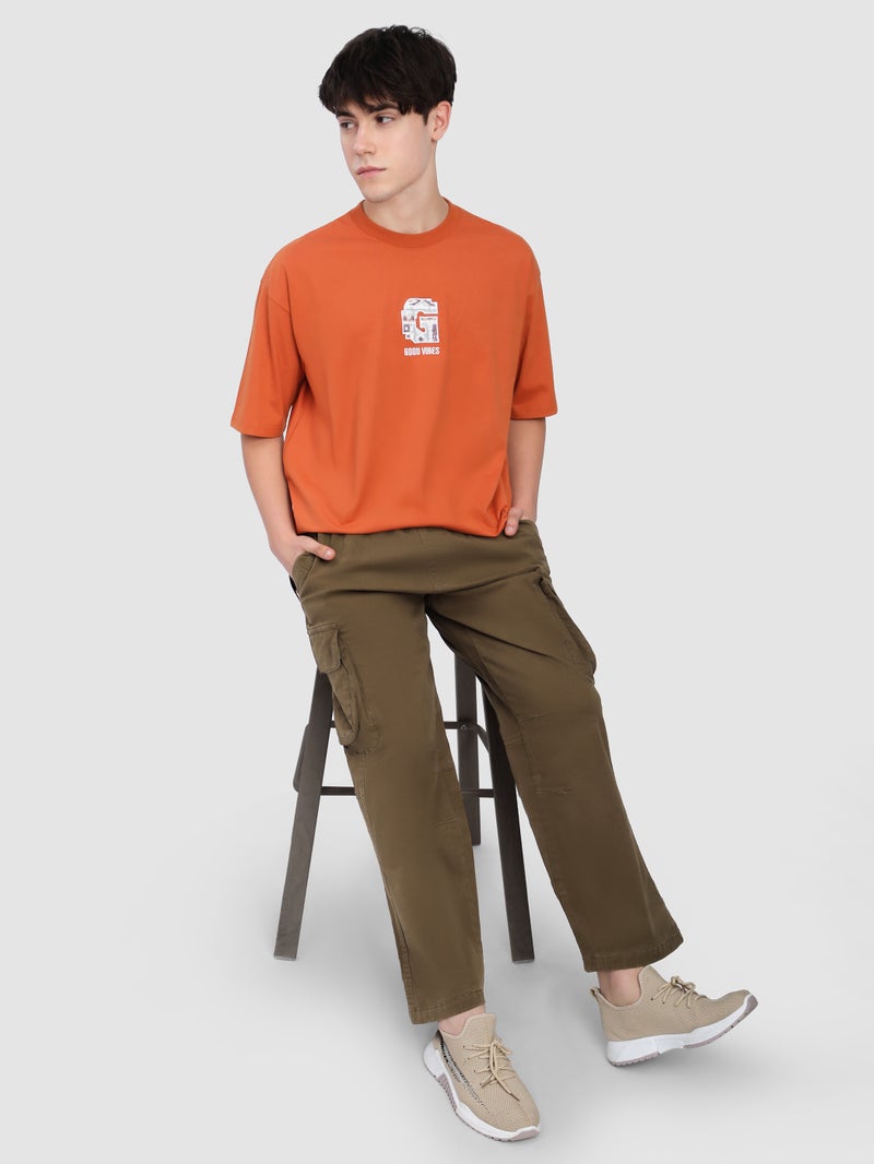 بيونغ بنطلون كارجو عملي بجيوب متعددة باللون البني - Image 2