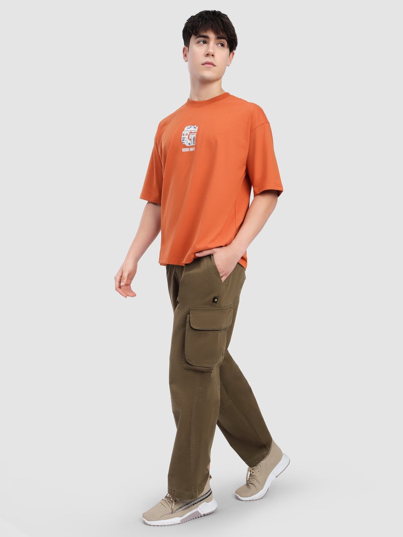 بيونغ بنطلون كارجو عملي بجيوب متعددة باللون البني - Image 4