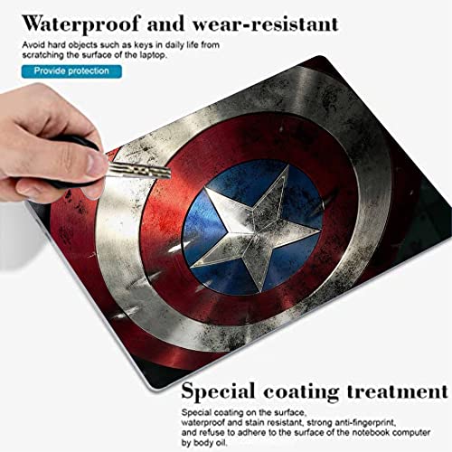 Elton Captain America Shield Theme Laptop Skin Sticker Decal,13.3" 14" 15" 15.4" 15.6" Laptop Universal Vinyl Skin Sticker Cover Dustproof Waterproof Art Decal Protector with Free 2 Wrist Pad Skins - Image 2