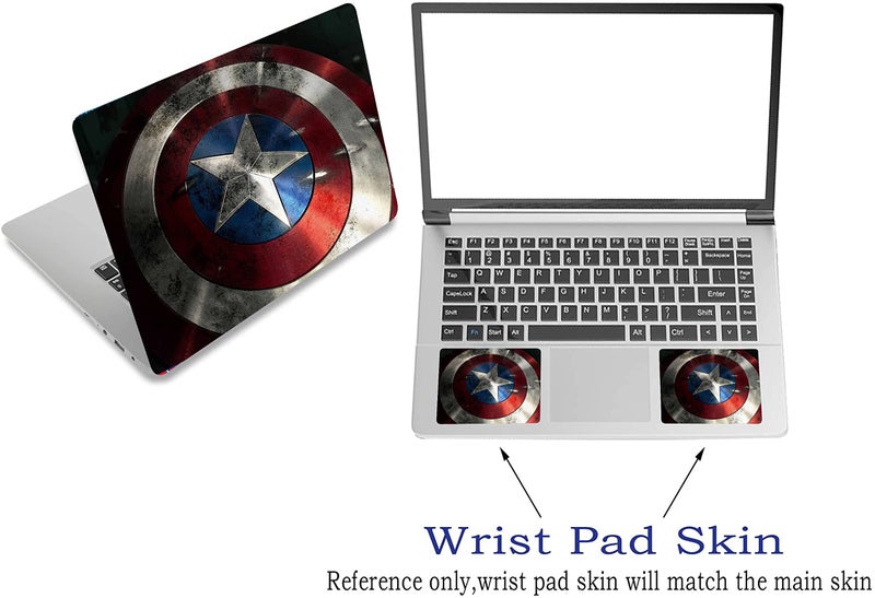 Elton Captain America Shield Theme Laptop Skin Sticker Decal,13.3" 14" 15" 15.4" 15.6" Laptop Universal Vinyl Skin Sticker Cover Dustproof Waterproof Art Decal Protector with Free 2 Wrist Pad Skins - Image 4