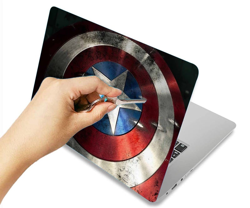 Elton Captain America Shield Theme Laptop Skin Sticker Decal,13.3" 14" 15" 15.4" 15.6" Laptop Universal Vinyl Skin Sticker Cover Dustproof Waterproof Art Decal Protector with Free 2 Wrist Pad Skins - Image 5