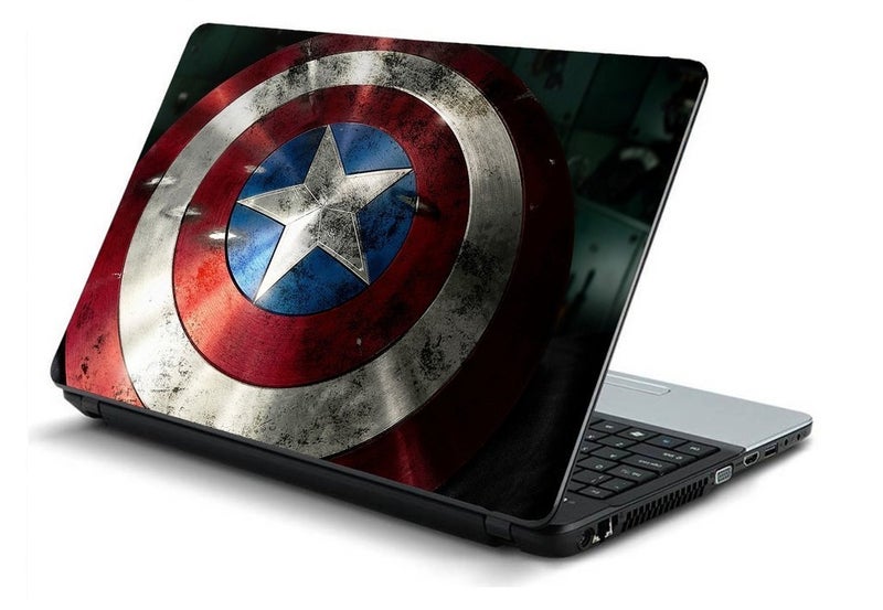 Elton Captain America Shield Theme Laptop Skin Sticker Decal,13.3" 14" 15" 15.4" 15.6" Laptop Universal Vinyl Skin Sticker Cover Dustproof Waterproof Art Decal Protector with Free 2 Wrist Pad Skins - Image 1