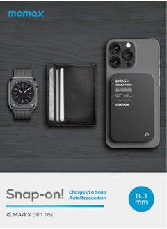 Momax Q.Mag X 5000mAh Magnetic Wireless Battery Pack USB-C Up to 15W PD Output - Black  - Image 4