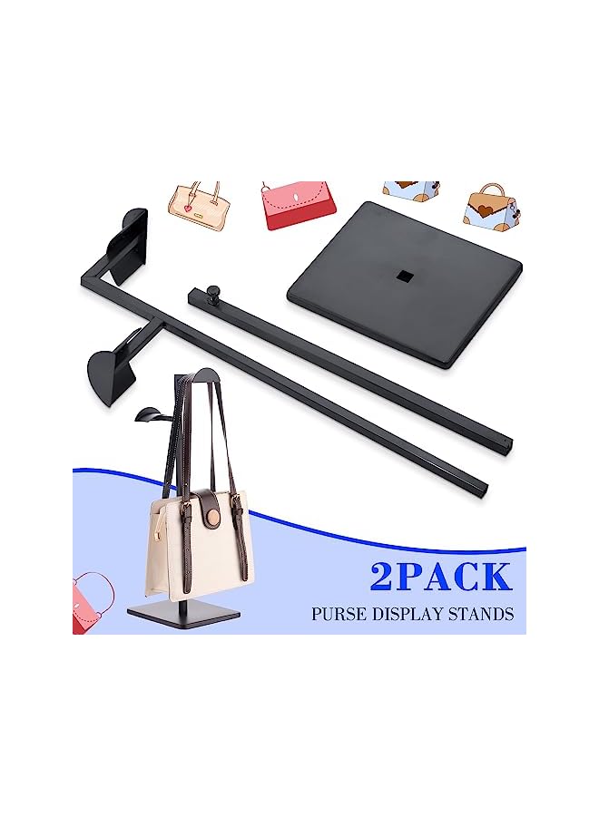 The Bros حامل عرض حقيبة يد من الفولاذ المقاوم للصدأ قابل للتعديل الارتفاع حامل حقيبة مع خطاف مزدوج مصقول حامل حقيبة حامل قبعة وعرض مجوهرات لمتجر البوتيك (أسود، 2 قطع) - Image 4