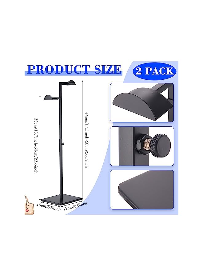 The Bros حامل عرض حقيبة يد من الفولاذ المقاوم للصدأ قابل للتعديل الارتفاع حامل حقيبة مع خطاف مزدوج مصقول حامل حقيبة حامل قبعة وعرض مجوهرات لمتجر البوتيك (أسود، 2 قطع) - Image 3