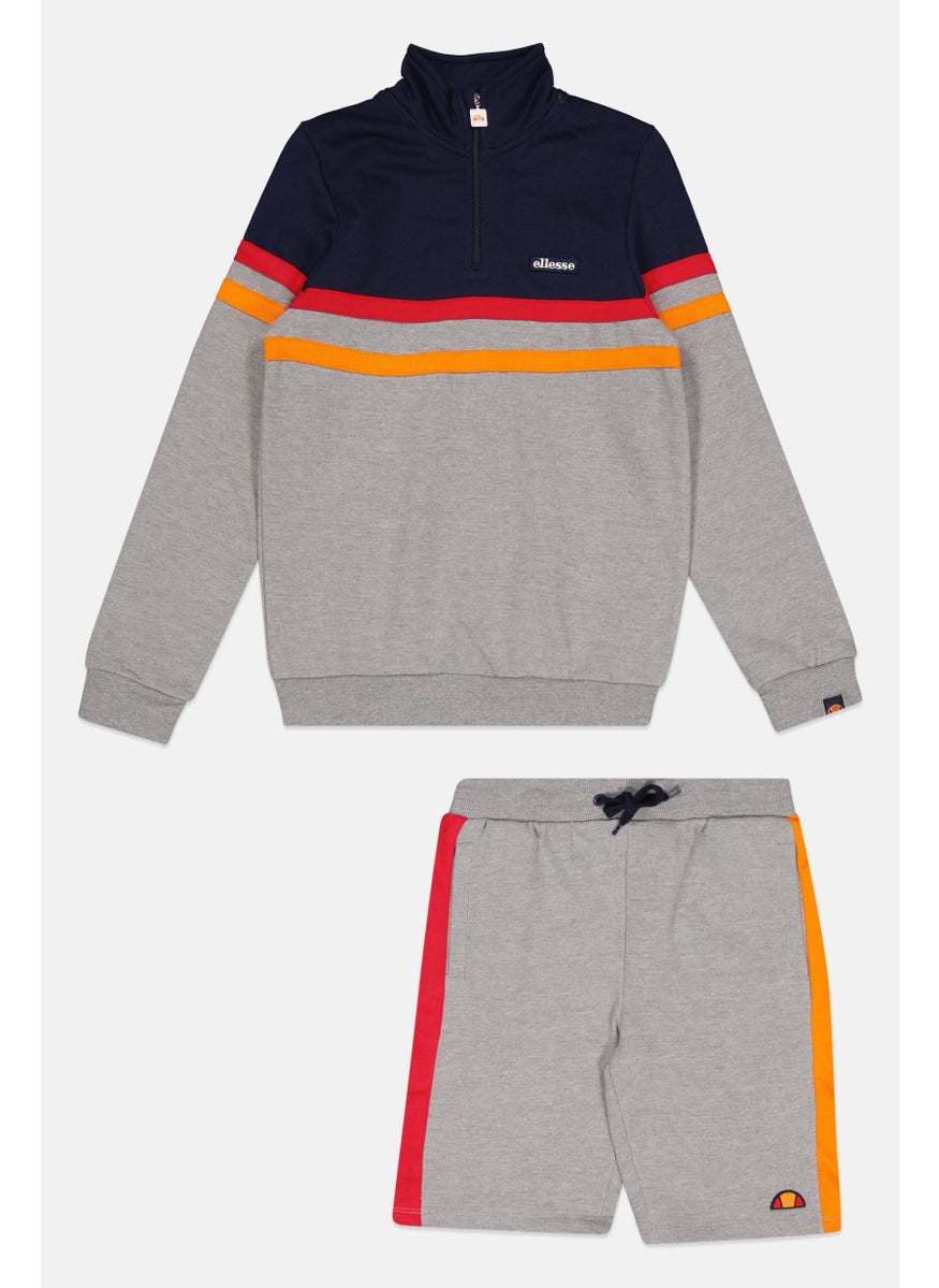 Ellesse Kids Boy 2 Pieces Brand Logo Sweatshirt And Shorts Set, Navy  - Image 1