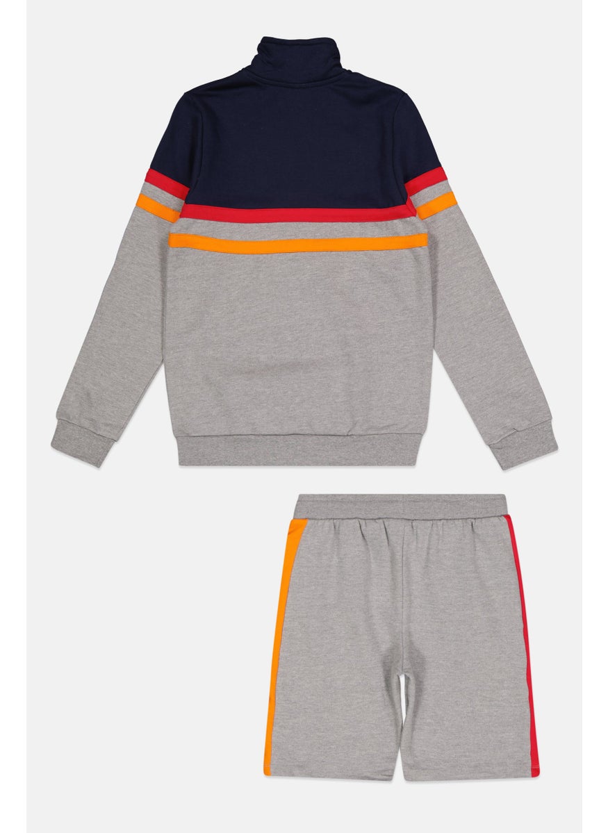 Ellesse Kids Boy 2 Pieces Brand Logo Sweatshirt And Shorts Set, Navy  - Image 2