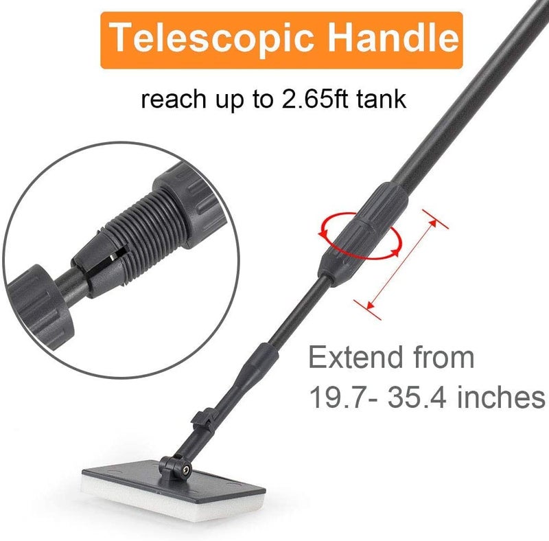 hygger Carbon Fiber 6 in 1 Aquarium Cleaning Tool Kit Al-gae Scraper Scrubber Pad Sponge Telescopic Handle Fish Tank Brush Cleaner Set for Saltwater Freshwater - Image 4