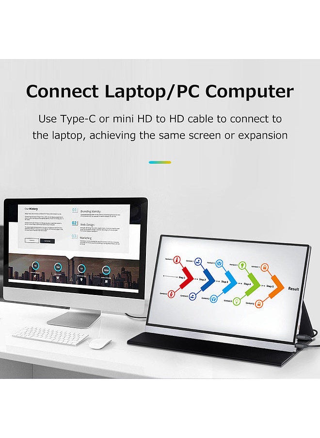 Generic - 15.6 inch Portable Monitor IPS Screen 1920*1080 Resolution 170° Viewing Angle 60Hz Refresh Rate Wide Compatibility Silver UK Plug - Image 1