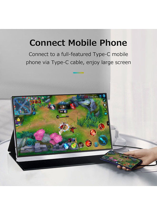 Generic - 15.6 inch Portable Monitor IPS Screen 1920*1080 Resolution 170° Viewing Angle 60Hz Refresh Rate Wide Compatibility Silver UK Plug - Image 1