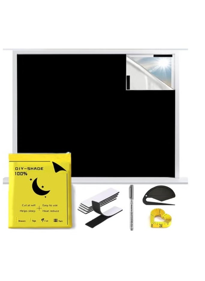 ARNOTEC - Blackout Curtain, 5 Pcs Set Blackout Shade with Velcro Strips, Portable Blackout Window Cover for Bedroom, Travel, Baby Nursery 145cm x 200cm - Image 1