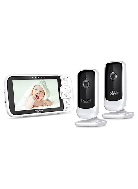 Hubble Connected Nursery View Premium Twin Cameras Video Baby Monitor With 5 Inch Screen, Infrared Night Vision, Split Screen, Digital Zoom And Room Temperature Sensor