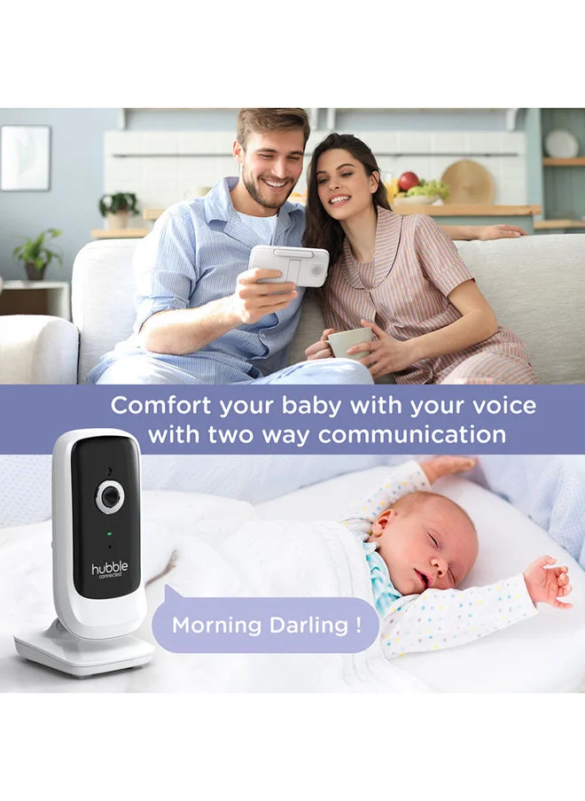 هابل متصل Hubble Connected Nursery View Premium Twin Cameras Video Baby Monitor With 5 Inch Screen, Infrared Night Vision, Split Screen, Digital Zoom And Room Temperature Sensor