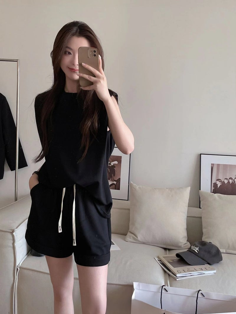 MOTIE Slim-Fit Sleeveless Vest  Casual Sports Suit for Women Summer White - Image 5