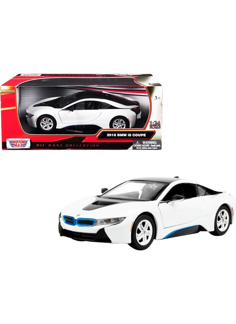 MOTORMAX سيارة نموذجية مصنوعة من المعدن بقطر 1:24 من طراز بي ام دبليو i8 باللون الأزرق  - Image 2