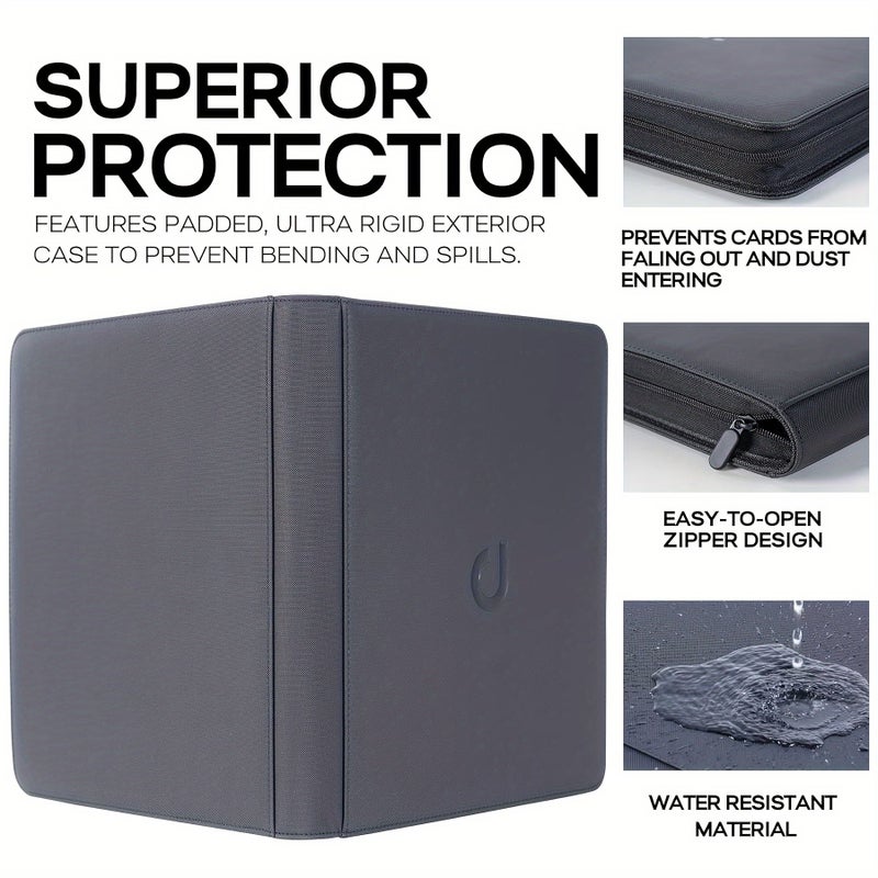 12 Pocket 32 Double Sided Pages 768 Side Loading Slots Black Trading Card Game Protective Folder Album - Image 3