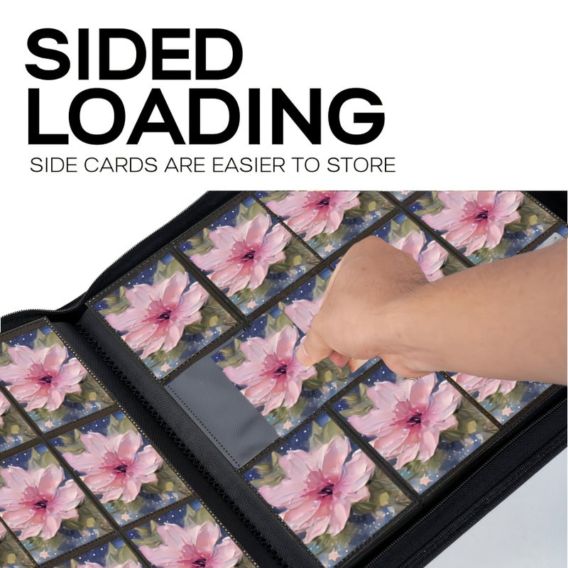 12 Pocket 32 Double Sided Pages 768 Side Loading Slots Black Trading Card Game Protective Folder Album - Image 5