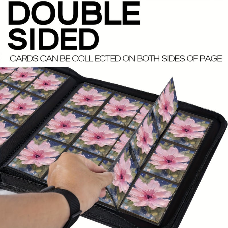 12 Pocket 32 Double Sided Pages 768 Side Loading Slots Black Trading Card Game Protective Folder Album - Image 4