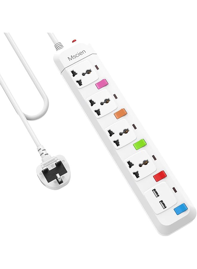 promass 3 meter Extension Lead with USB, Universal 4 Outles individual Switches with Surge Protection,Wall Mountable Power Extension - Image 1