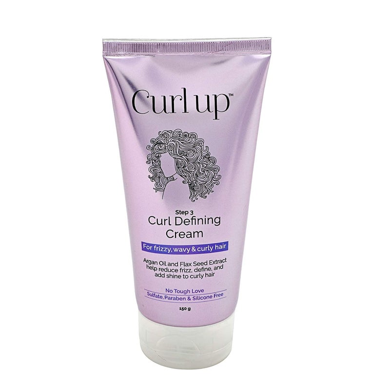 Curl Up Curl Up Curl Defining Cream  All In One Leave In Conditioner Moisturizes Enhances Natural Curl Definition  Provides Medium Hold to Dry Frizzy Wavy  Curly Hair 150g  - Image 1