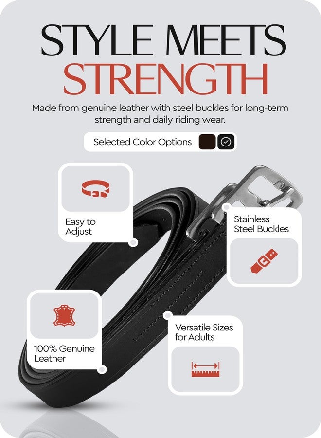 HORZE Genuine Leather English Riding Stirrup Leathers, Ideal for Schooling (Sold in Pairs) - Black - 53 inches - Image 5