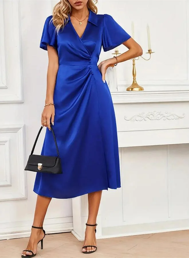 Take Two Take Two Slid V-Neck Short Sleeve Wrap Midi Dress