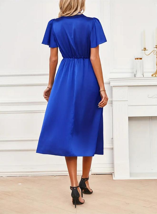 تايك تو فستان ميدي بياقة على شكل حرف  وأكمام قصيرة ولف - Image 3