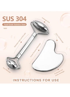 General Stainless Steel Facial Roller Gua Sha, Mineral Gua Sha Facial Tools, 304 Stainless Steel Gua Sha Facial Tools, Facial Body Treatment, Reduce Puffiness, Lymphatic Drainage, Facial Tightening  - Image 3