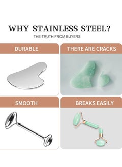 General Stainless Steel Facial Roller Gua Sha, Mineral Gua Sha Facial Tools, 304 Stainless Steel Gua Sha Facial Tools, Facial Body Treatment, Reduce Puffiness, Lymphatic Drainage, Facial Tightening  - Image 4