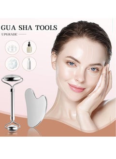 General Stainless Steel Facial Roller Gua Sha, Mineral Gua Sha Facial Tools, 304 Stainless Steel Gua Sha Facial Tools, Facial Body Treatment, Reduce Puffiness, Lymphatic Drainage, Facial Tightening  - Image 2