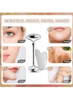 General Stainless Steel Facial Roller Gua Sha, Mineral Gua Sha Facial Tools, 304 Stainless Steel Gua Sha Facial Tools, Facial Body Treatment, Reduce Puffiness, Lymphatic Drainage, Facial Tightening  - Image 5