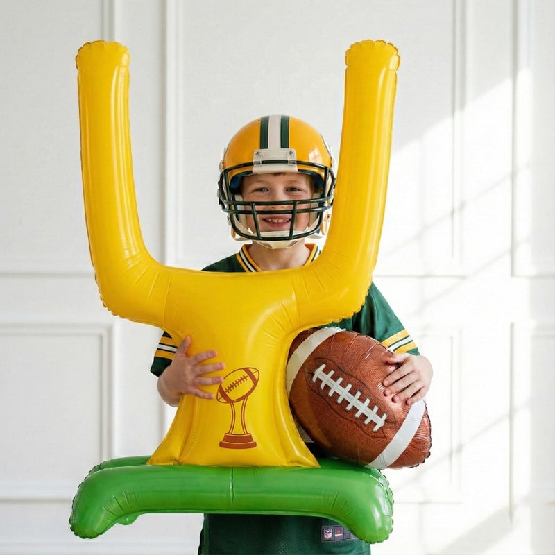 yeewaka Football Balloon Garland Arch Kit dark green brown Balloons with backdrop Goal Post Mylar Balloons for Sports Birthday Boys first year touch down party decorations - Image 5