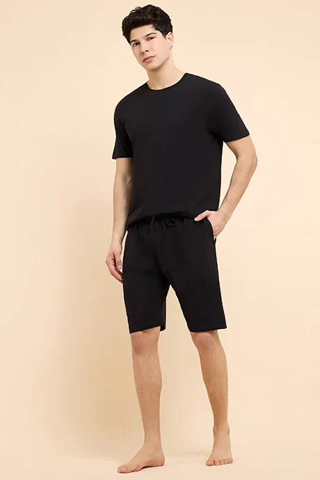 R&B Solid Lounge Shorts with Drawstring Waist