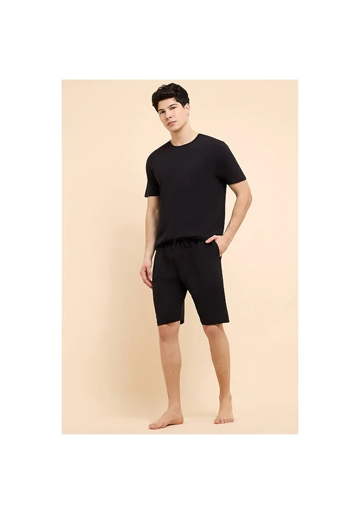 أر أند بي Solid Lounge Shorts with Drawstring Waist