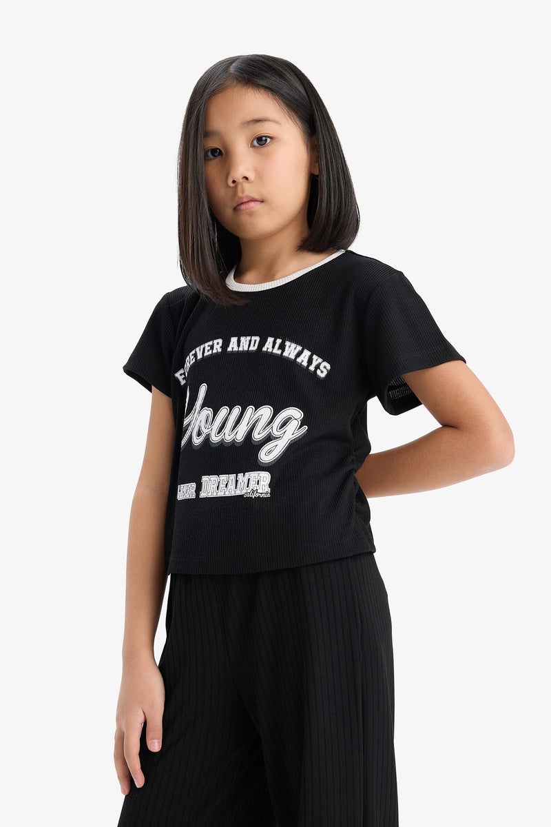 DeFacto Black Girl Girl Camisole T-Shirt Wide Leg Trousers 2 Piece Set Casual - Image 4
