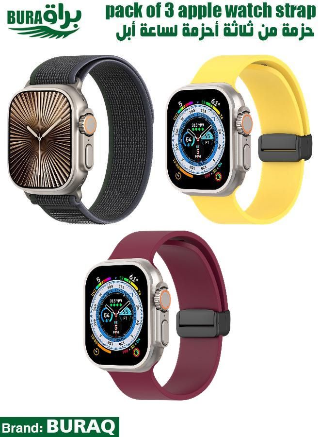 BURAQ Apple Watch Band Strap For Apple Watch Ultra 2/Ultra 49mm, Series 10 46mm, 9/8/7 45mm, SE2/SE/6/5/4 44mm, 3/2/1 42mm
