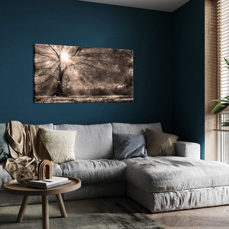 LevvArts Big Tree Sunshine Wall Art Canvas Nature Forest Landscape Picture Painting Vintage Sepia Photo Prints Artwork for Home Living Room Bedroom Office Decor 24"x48" - Image 4