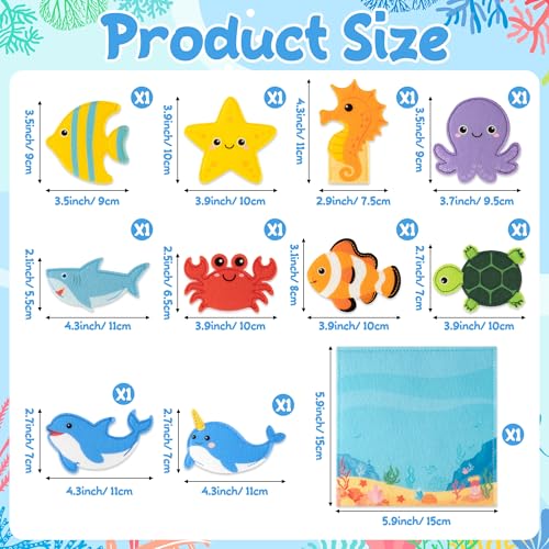 COcnny Sea Animal Finger Puppets 11pcs Ocean Animal Felt Finger Puppet with Under The Sea Bag Set Making Crafts Kit for Kids Make Your Own Story Telling Toys Role Play for Boy Girl Toddle Age 38 - Image 5