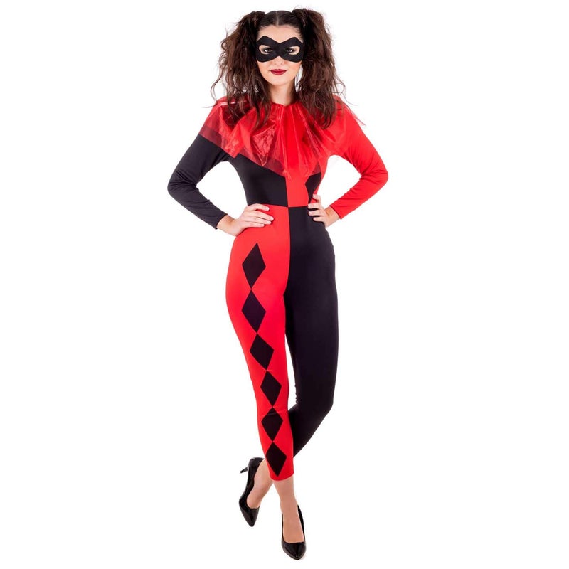 fun shack Harlequin Costume Woman, Jester Costume Womens, Clown Costumes Women, Halloween Costumes for Women, Medium - Image 2
